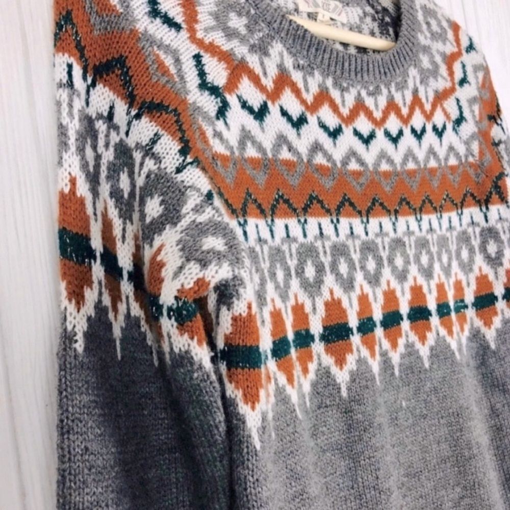 Pink Rose Sweater Pullover Azteca Print - Picture 5 of 6